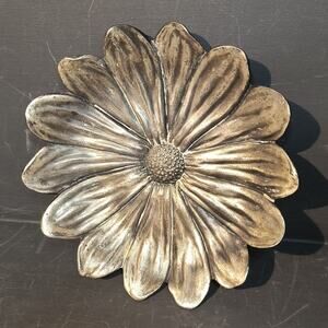 1121.  Metal Blooming Flower Trinket Dish or Candle Holder